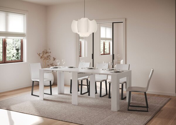 Consolle Allungabile 90x25/211 cm Pannelli in Nobilitato Kiba Bianco Frassino