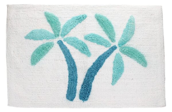Tappetino per il bagno bianco/blu 50x80 cm Palm Trees – Rex London