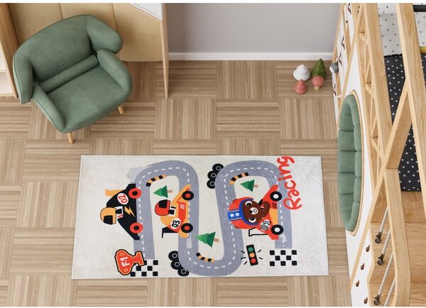 Tappeto da gioco per bambini avorio lavabile 160x230 cm Race Time – Vitaus