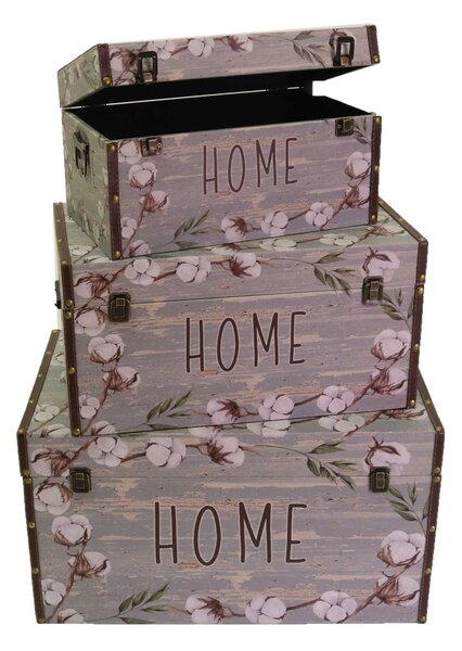 Set 3 Bauli Rettangolari in Similpelle Design Home Grigi