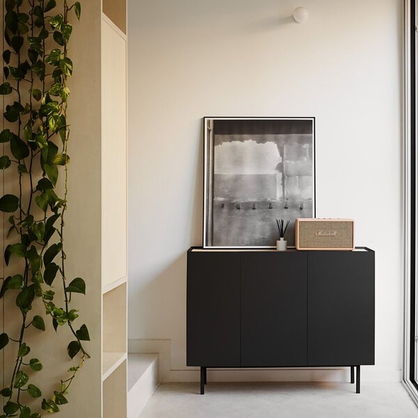Cassettiera bassa in rovere decorato in nero-naturale 110x85 cm Arista - Teulat
