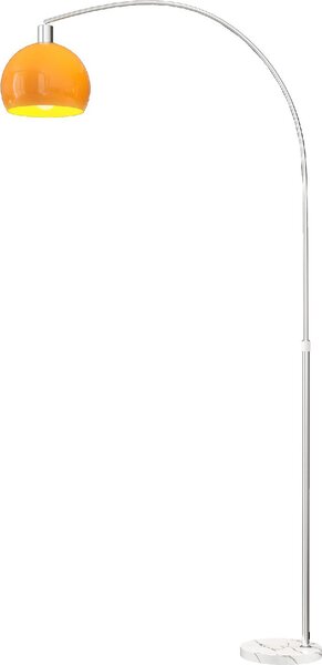 DecHome Lampada da Terra ad Arco con Interruttore a Pedale in Marmo Metallo e Plastica 26x90x180 cm colore Bianco/Arancione