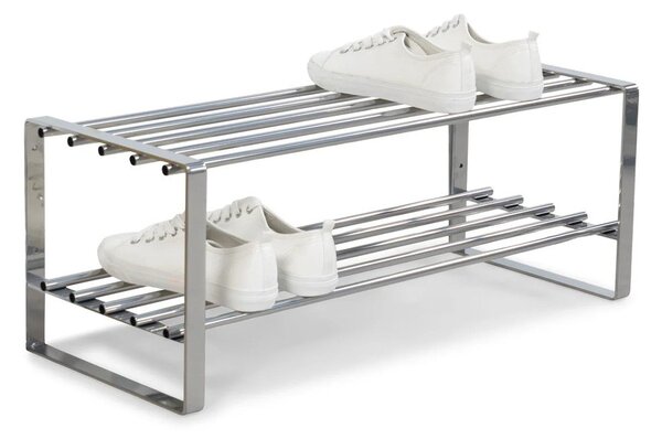 Scarpiera argentata in metallo 70x29x27 cm Rex – Spinder Design