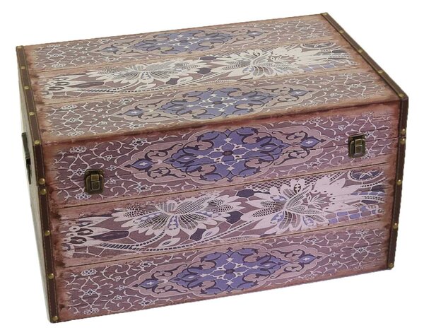 Set 3 Bauli Rettangolari in Similpelle Design Fiori Grigi