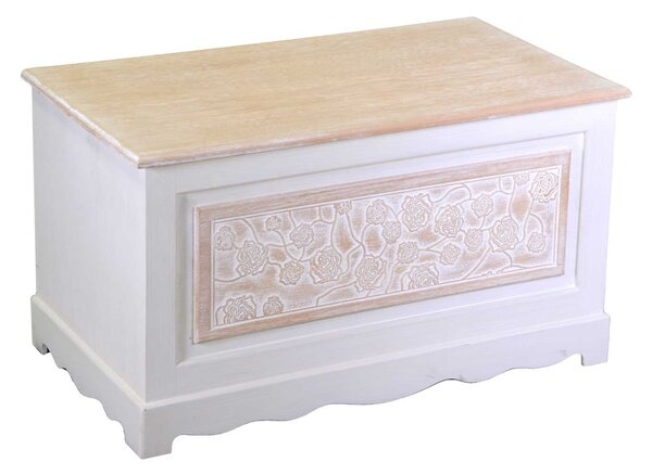 Baule Cassapanca Contenitore 80x45xh45 cm in Legno Crema