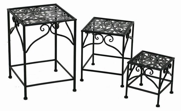Set 3 Portapiante Quadrati per Giardino e Balcone in Metallo Jessica Nero