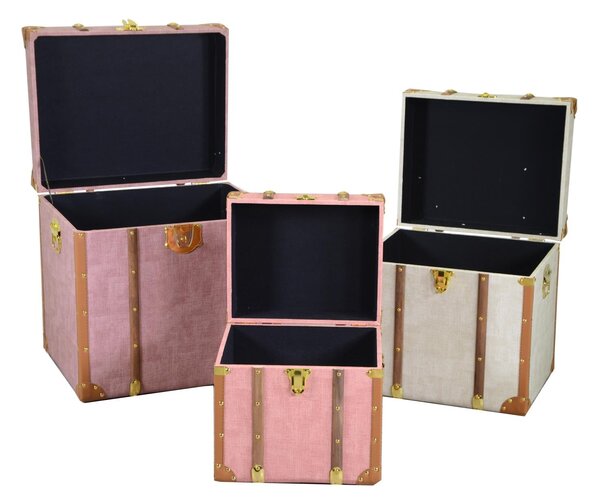 Set 3 Bauli Quadrati in Similpelle Multicolor