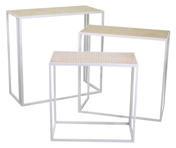 Set 3 Portapiante Rettangolari per Giardino e Balcone in Metallo Lucilla Bianco