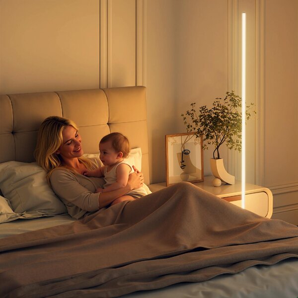 DecHome Lampada da Terra LED Alta 150 cm con Temperatura del colore Regolabile e Telecomando colore Argento