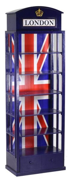 Libreria 6 Ripiani 1 Cassetto 48x27xh146 cm in Legno London Blu