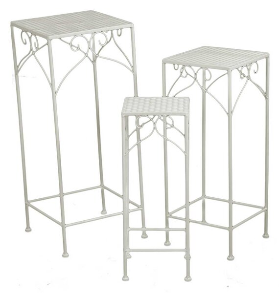 Set 3 Portapiante Quadrati per Giardino e Balcone in Metallo Milena Bianco
