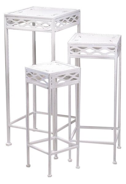 Set 3 Portapiante Quadrati per Giardino e Balcone in Metallo Aprilia Bianco