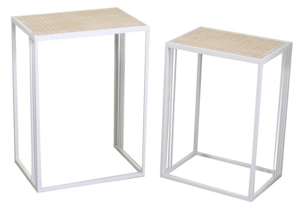 Set 2 Portapiante Rettangolari per Giardino e Balcone in Metallo Lucilla Bianco
