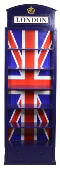 Libreria 6 Ripiani 1 Cassetto 48x27xh146 cm in Legno London Blu