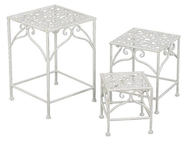 Set 3 Portapiante Quadrati per Giardino e Balcone in Metallo Jessica Bianco