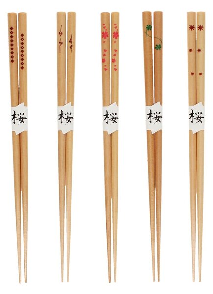 Bacchette in set di colore naturale in legno 5 pz Delicate – Rex London