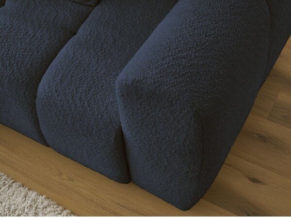 Divano angolare blu allungabile/con contenitore (con penisola a sinistra/con chaise lounge) con rivestimento in bouclé Roxelane – Bobochic Paris