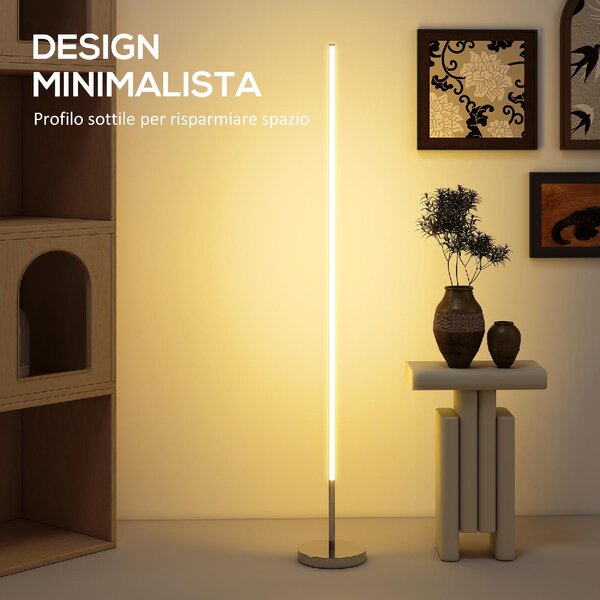 DecHome Lampada da Terra LED Alta 150 cm con Temperatura del colore Regolabile e Telecomando colore Argento