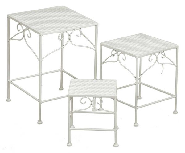 Set 3 Portapiante Quadrati per Giardino e Balcone in Metallo Milena Bianco