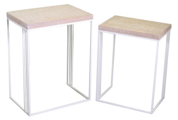 Set 2 Portapiante Rettangolari per Giardino e Balcone in Metallo Lucilla Bianco