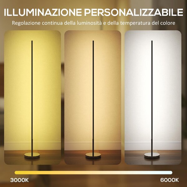 DecHome Lampada da Terra LED Alta 150 cm con Temperatura del colore Regolabile e Telecomando colore Argento