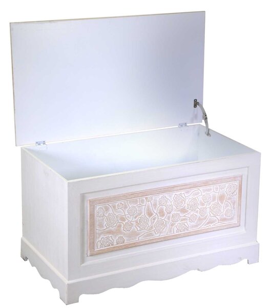 Baule Cassapanca Contenitore 80x45xh45 cm in Legno Crema
