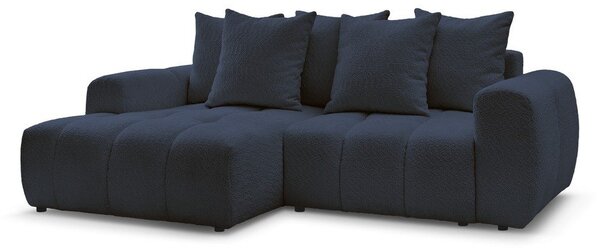 Divano angolare blu allungabile/con contenitore (con penisola a sinistra/con chaise lounge) con rivestimento in bouclé Roxelane – Bobochic Paris