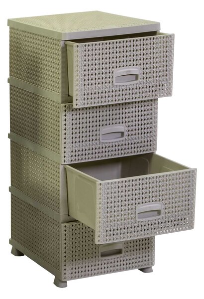 Cassettiera 4 Cassetti 43x36,8xh89,4 cm in Plastica Crema