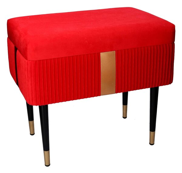 Panca Contenitore 50x35xh47 cm in Tessuto Velluto Rosso