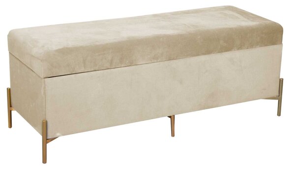 Panca Contenitore 115x40xh45 cm in Tessuto Velluto Crema