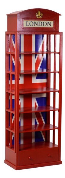 Libreria 6 Ripiani 1 Cassetto 48x27xh146 cm in Legno London Rosso