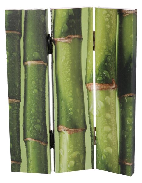 Paravento Separè 3 Pannelli 120,6x2,5xh180 cm Stampa Bambù Verde