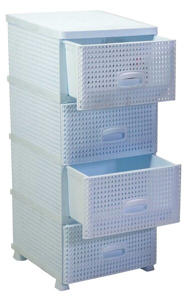Cassettiera 4 Cassetti 43x36,8xh89,4 cm in Plastica Bianco