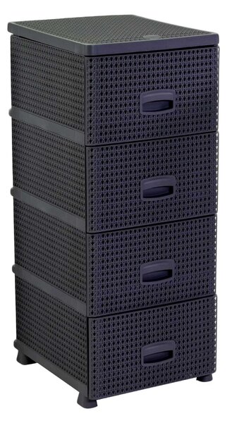 Cassettiera 4 Cassetti 43x36,8xh89,4 cm in Plastica Antracite