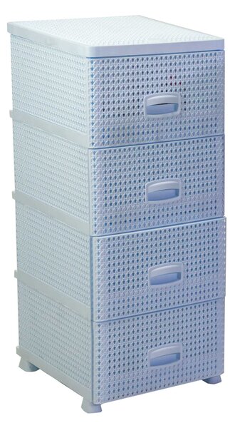 Cassettiera 4 Cassetti 43x36,8xh89,4 cm in Plastica Bianco