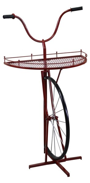 Mensola d’Arredo a Forma di Bicicletta 64x33/38xh81/115 cm in Metallo Rosso