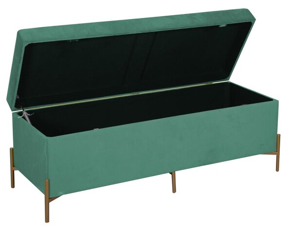 Panca Contenitore 115x40xh45 cm in Tessuto Velluto Verde Salvia