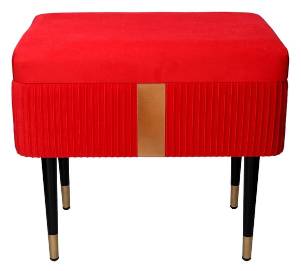 Panca Contenitore 50x35xh47 cm in Tessuto Velluto Rosso