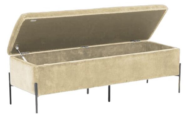 Panca Contenitore 115x40xh45 cm in Tessuto Velluto Crema