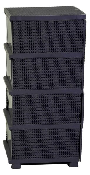 Cassettiera 4 Cassetti 43x36,8xh89,4 cm in Plastica Antracite
