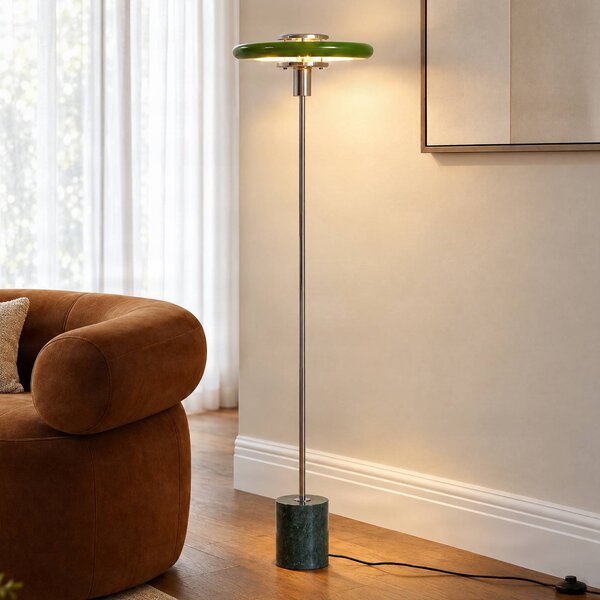 Lampada da terra Branford Lindby, Verde, Soggiorno / Sala da pranzo, Metallo, Vintage, Lampada da terra