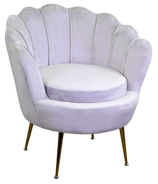 Poltrona Imbottita 73x72xh49/77 cm in Tessuto Velluto Tulipan Grigio