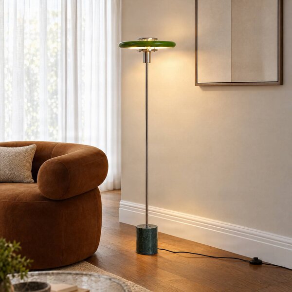 Lampada da terra Branford Lindby, Verde, Soggiorno / Sala da pranzo, Metallo, Vintage, Lampada da terra