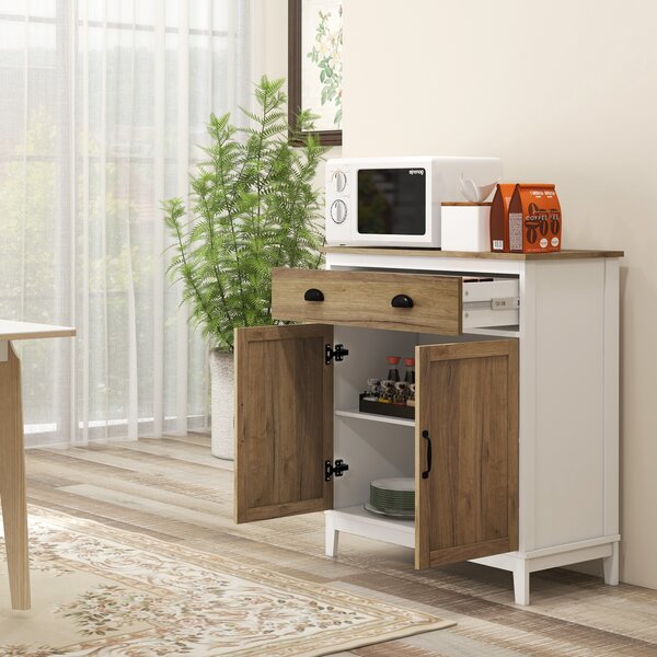 HOMCOM Mobile Multiuso in Truciolato con Armadietto e Cassetto in Stile Rustico, 78.5x39x89.4cm, Bianco|Aosom