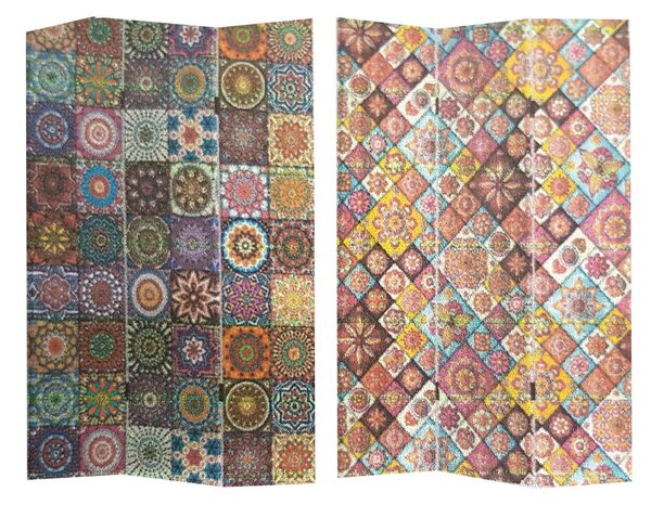 Paravento Separè 3 Pannelli 120,6x2,5xh180 cm Stampa Maioliche Multicolor
