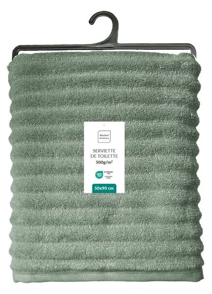 Asciugamano tipo terry verde in cotone 50x90 cm Maya – douceur d'intérieur