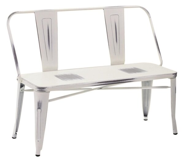 Panchina 2 Posti da Giardino 51x111xh82,5 cm in Ferro Bianco Antico
