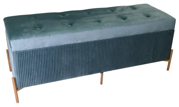 Panca Contenitore 115x40xh45 cm in Tessuto Velluto Verde Salvia