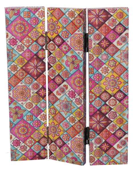 Paravento Separè 3 Pannelli 120,6x2,5xh180 cm Stampa Maioliche Multicolor