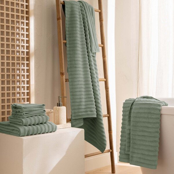 Asciugamano tipo terry verde in cotone 50x90 cm Maya – douceur d'intérieur
